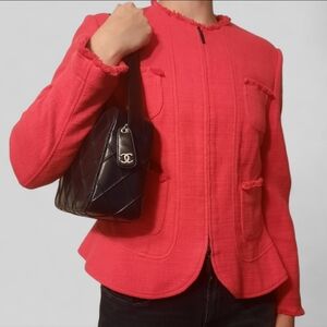 Vintage ST. EMILE for HARRIET KASSMAN Red Jacket Blazer Zip Fringe Patch Pocket